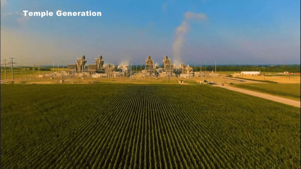 The Temple Generation power plant beside open farmland
